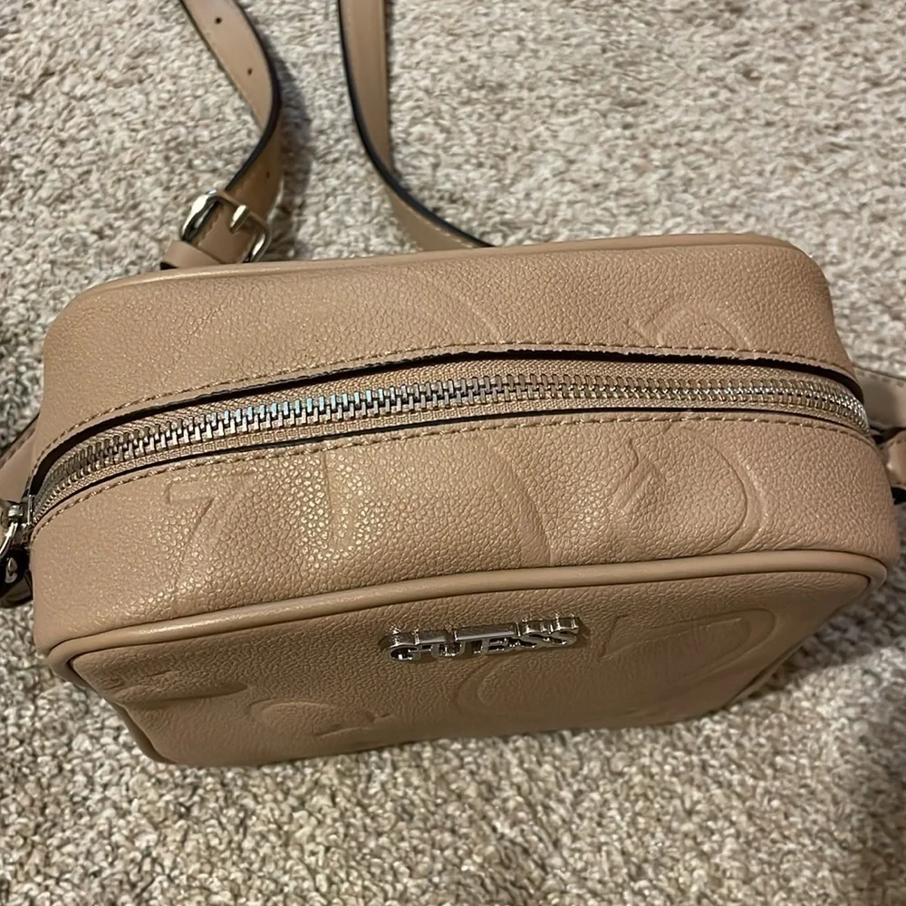 Guess Women Light Pink Printed Campos Mini Crossbody Sling Bag